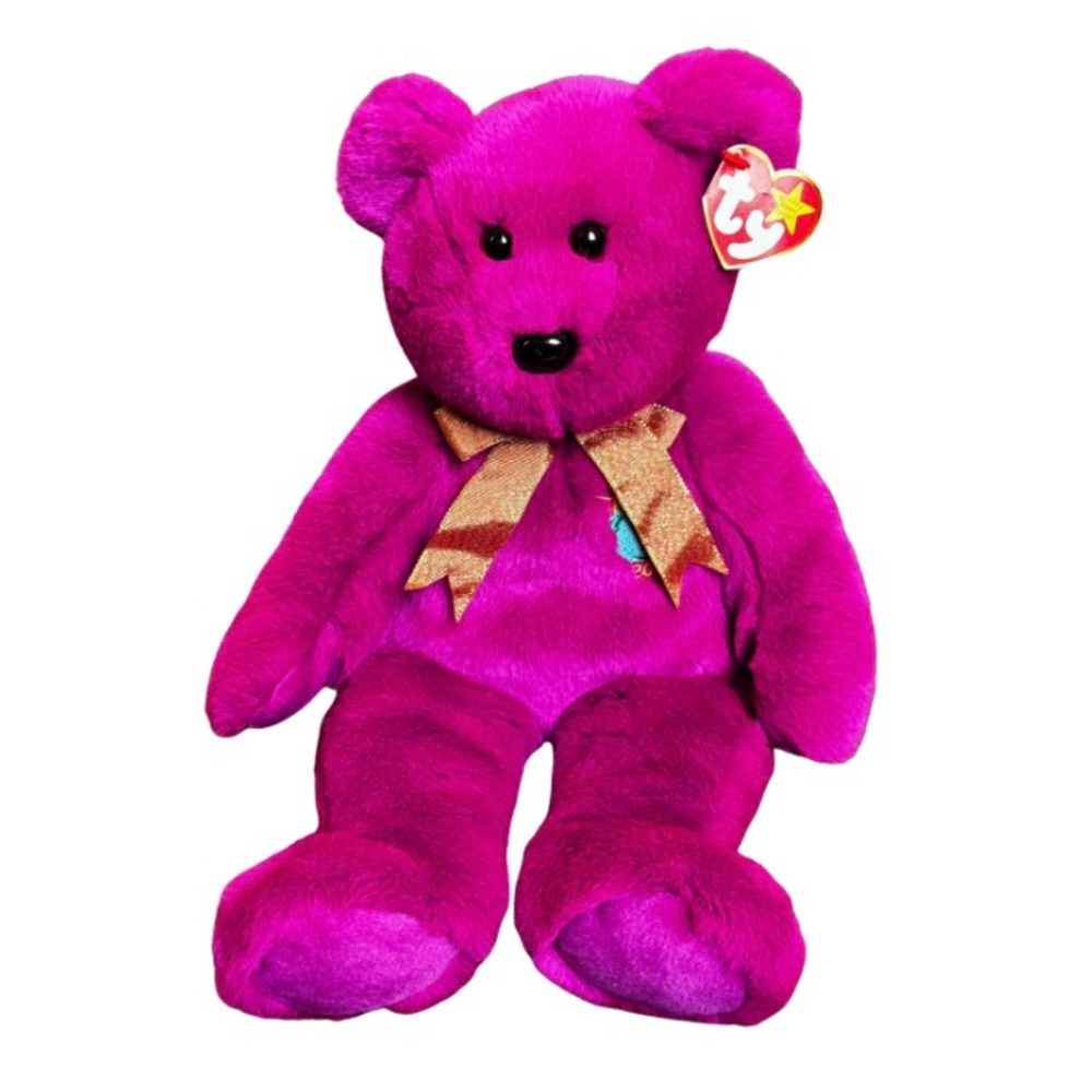 Ty 2000 Millennium Beanie Buddy Purple Bear Plush Collectible 💜 BOGO